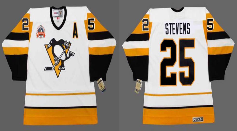2019 Men Pittsburgh Penguins 25 Stevens White yellow CCM NHL jerseys